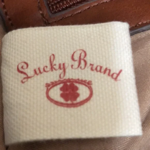 Lucky Brand Kendal Orange and Tan Boho Linen Blend Backpack Style Bag - Picture 9 of 10